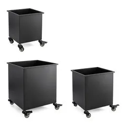 Set porta vasi piante 3 pz quadri con ruote acciaio HAIK Nero 0723977