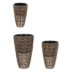 Set porta vasi piante 3 pz svasati estraibili plastica AYUN Marrone 0790859