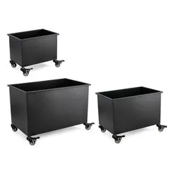 Set porta vasi piante 3 pz rettangolari con ruote acciaio HAIK Nero 0723973