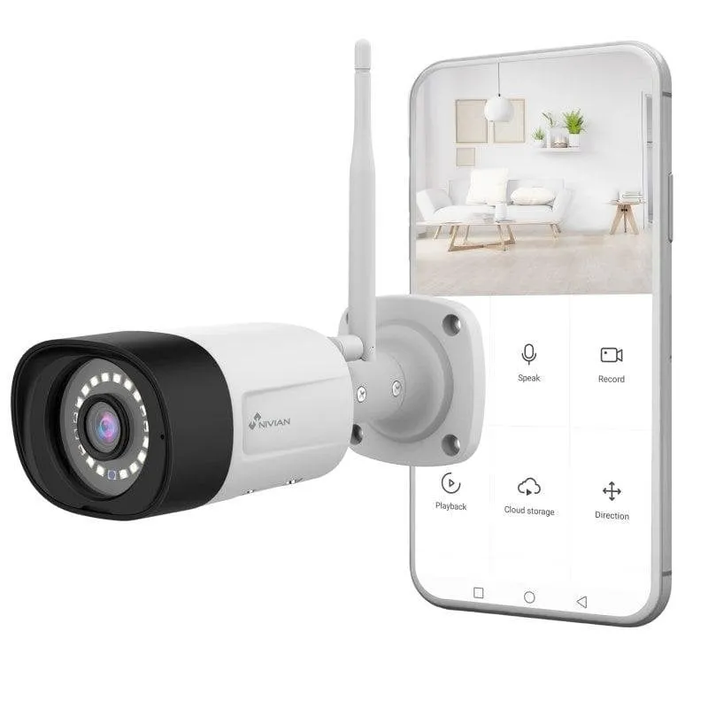 Videocamere di sorveglianza NIVIAN NV-CAM30-W6 2K Visione Notturna Esterna Rilevamento IA Audio Bidirezionale