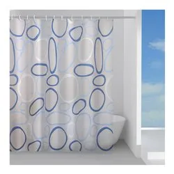 Tenda doccia in plastica (120x200cm) CIOTOLI Azzurro e Bianco TVI13441230