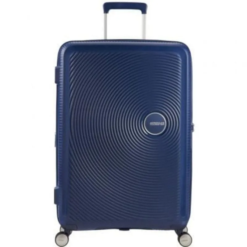 Valigia American Tourister SoundBox Spinner 67cm Espandibile Blu Navy con 4 Ruote Doppie TSA