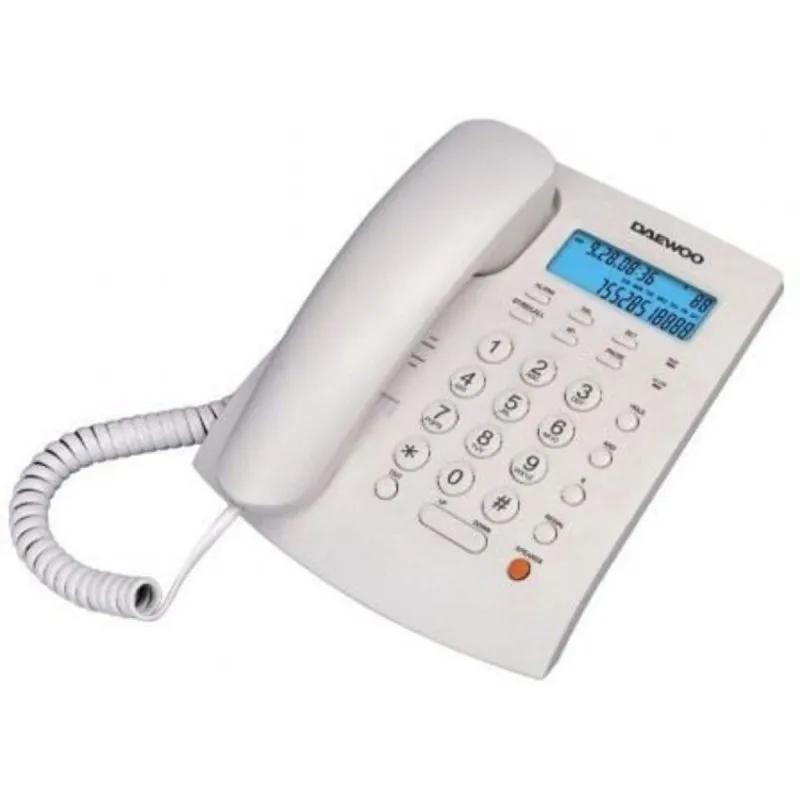 Telefono Fisso Daewoo DW6310 Bianco Manos Libere Musica in Attesa Calendario Retroilluminazione Telefono Fisso Daewoo DW6310 Bianco Manos Libere Musica in Attesa Calendario Retroilluminazione