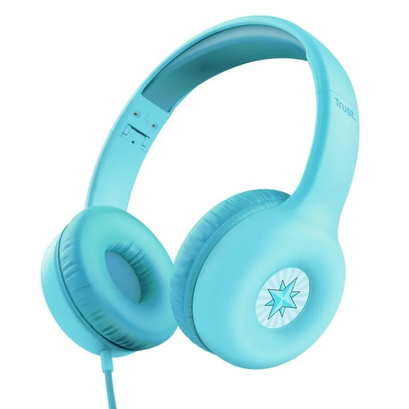 Auricolari Trust Nouna con Cavo microfono colore ciano per bambini 4-10 anni