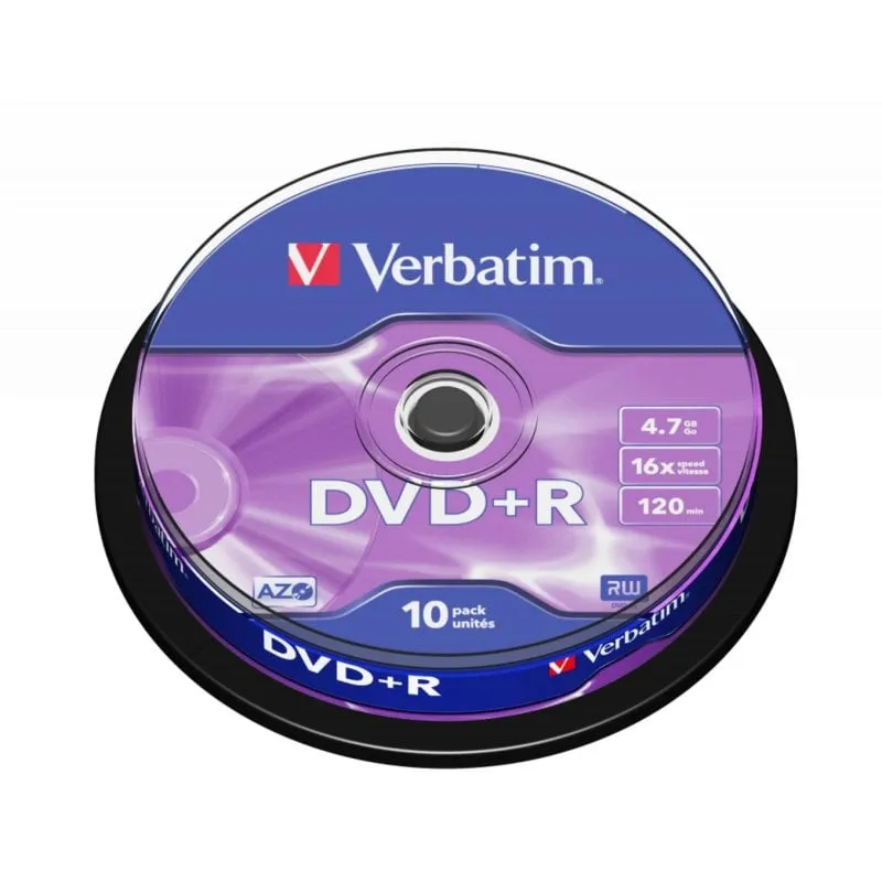 DVD+R Verbatim Matt Silver 4,7GB 16x 10 Pezzi Eje