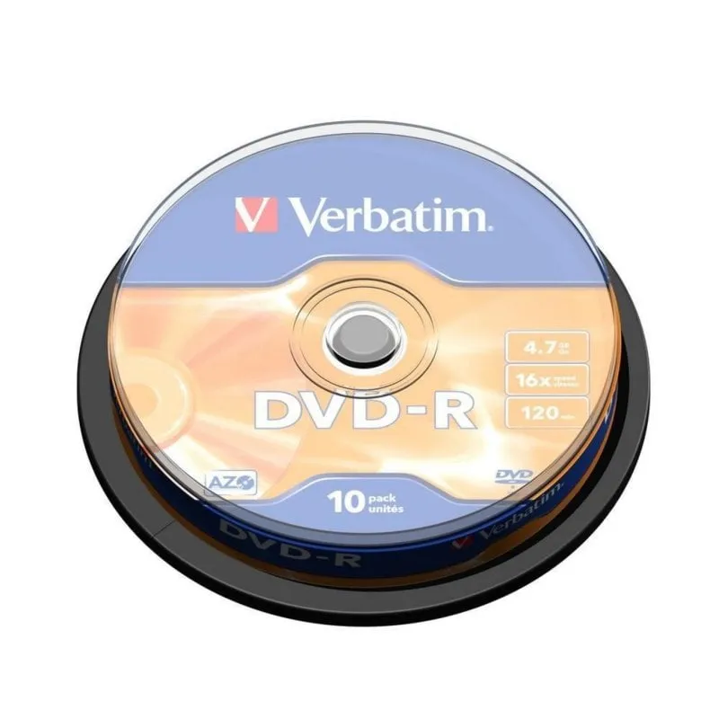 DVD-R Verbatim Matt Silver 4,7GB 16x 10 Pezzi DVD-R Verbatim Matt Silver 4,7GB 16x 10 Pezzi