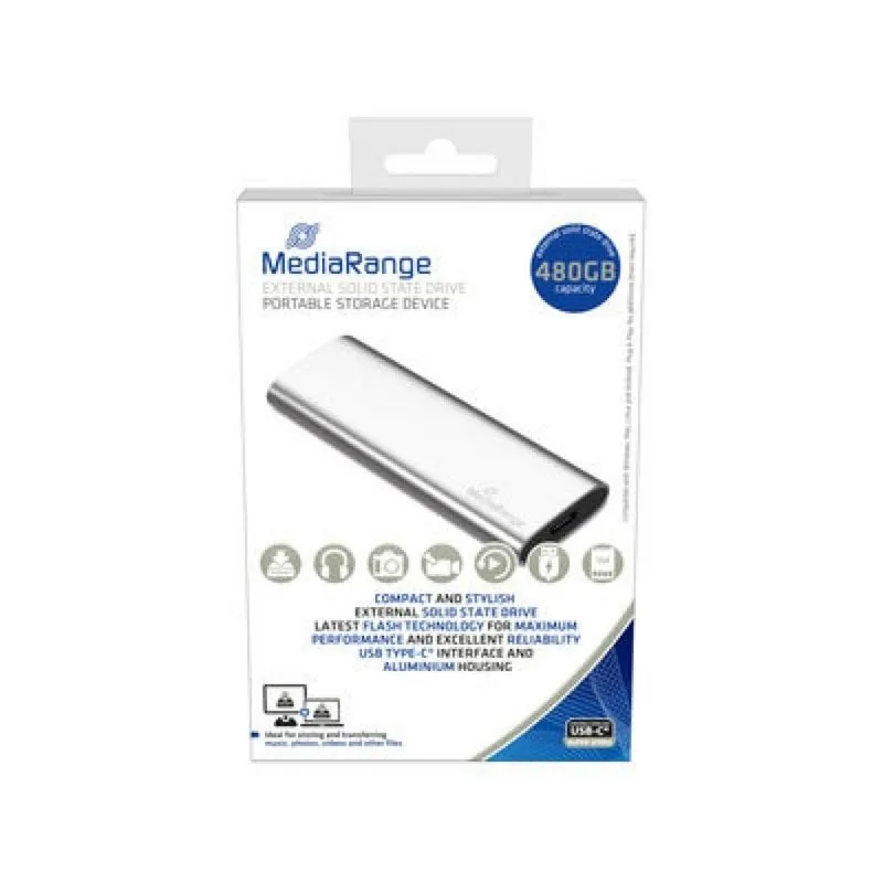 SSD MediaRange MR1102 480GB M.2 USB Tipo C 3.2 Gen 2 Plata