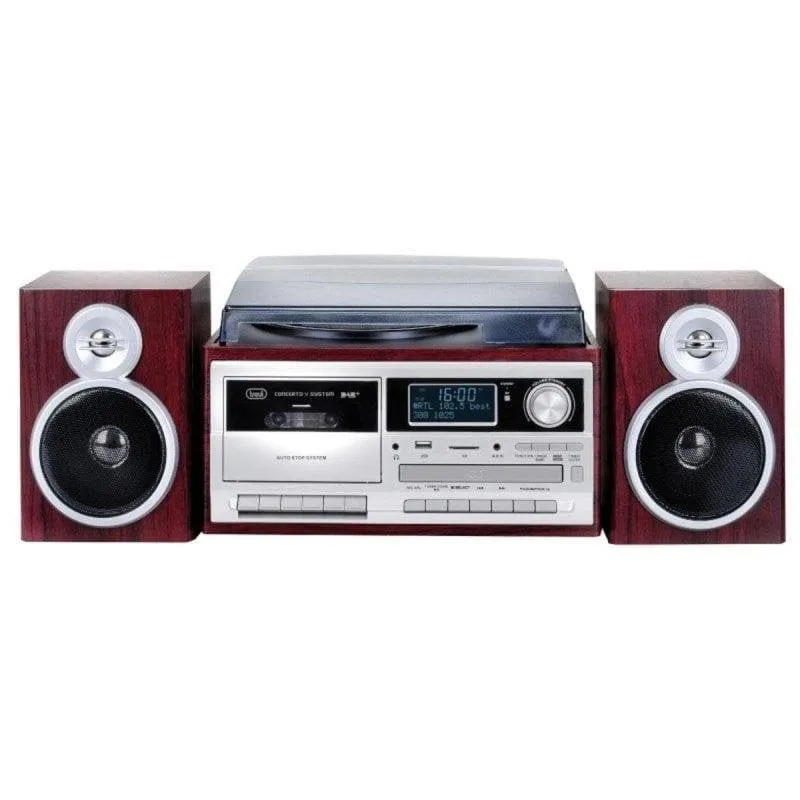 Giradischi Trevi TT 1072 DAB 25W RMS Radio CD Cassette USB SD