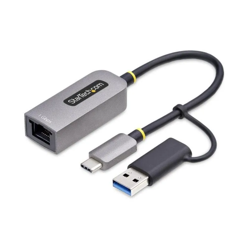 Adattatore USB-C StarTech con Dongle USB-A Ethernet Gigabit 5Gbps Grigio