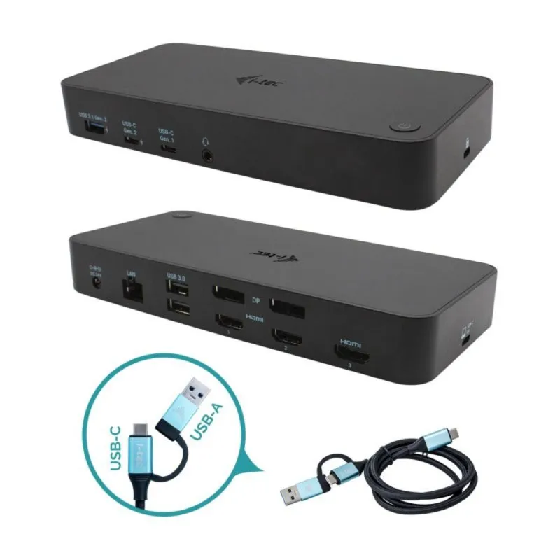 Docking Station i-tec USB 3.0 / USB-C / Thunderbolt 3x4K 100W Nero