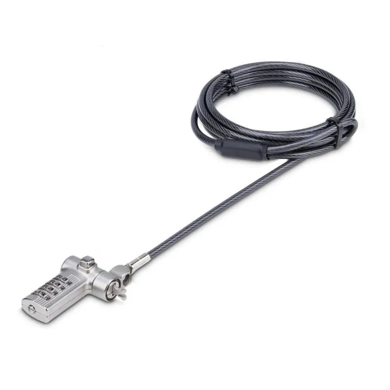 Cavo di Sicurezza Universale StarTech.com 2m con Lucchetto Combinazione 3 in 1 Nero Argento