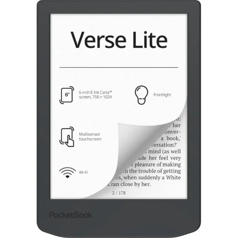 E-reader PocketBook Verse Lite 8GB E Ink Carta 6" Grigio USB Tipo C Wi-Fi E-reader PocketBook Verse Lite 8GB E Ink Carta 6" Grigio USB Tipo C Wi-Fi