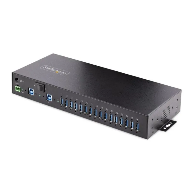 Hub USB 16 Porte StarTech.com 5 Gbps Industriale Montaggio Rack/DIN/Superficie Dual Host