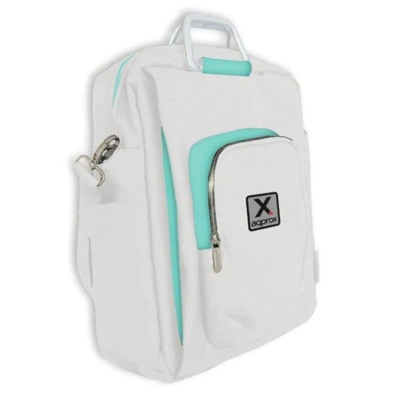 Borsa per portatile Approx appNBST15x Nylon Bianco/Blu 15.6'' Manici Metallo Multiscomparti