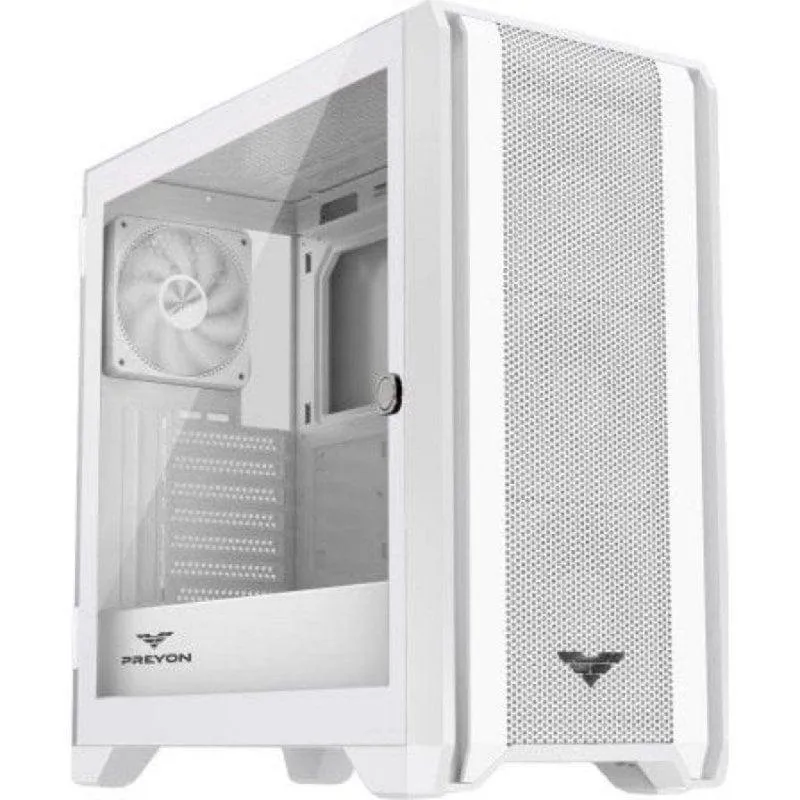 Caja PC Preyon Nest Windy ATX Vetro Temperato Bianco ARGB 4 Ventole PWM USB-C