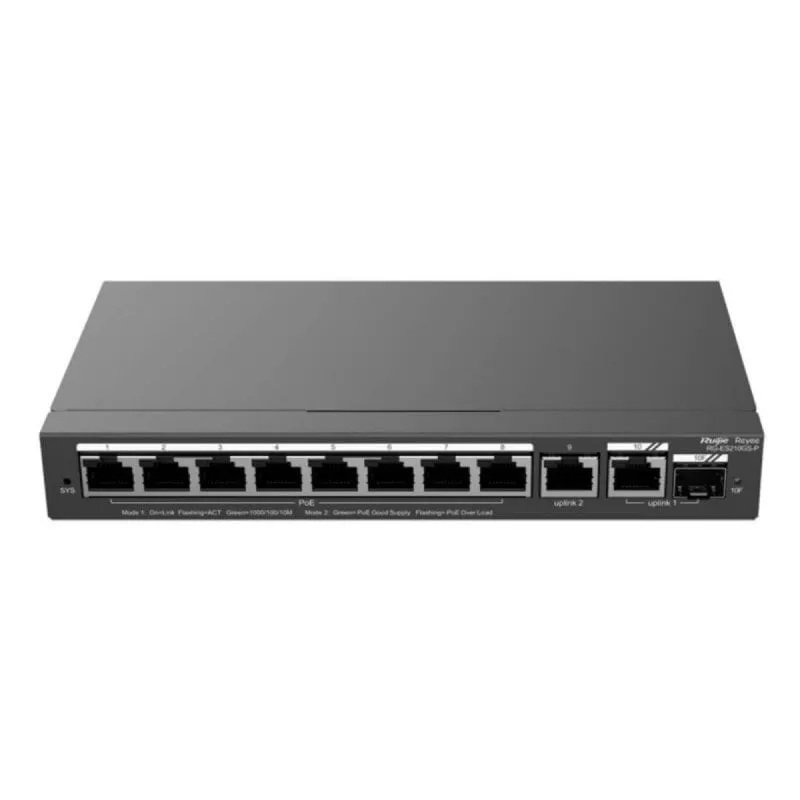 Switch Ruijie RG-ES210GS-P 10 Porte Gigabit PoE+ 120W Switch Ruijie RG-ES210GS-P 10 Porte Gigabit PoE+ 120W