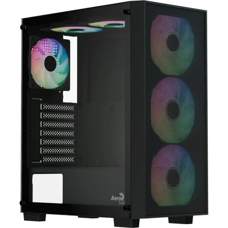 AeroCool B509A Flow Nero con pannello laterale in vetro temperato e 6 ventilatori ARGB inclusi