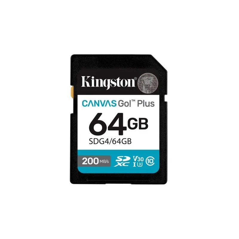 Scheda di Memoria Kingston Canvas Go! Plus 64GB UHS-I U3 V30 200MB/s Nero