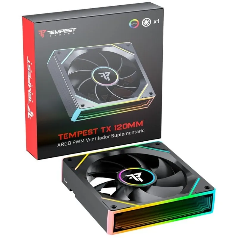 Ventilatore supplementare Tempest TX 120mm ARGB PWM 1800RPM nero con LED sincronizzabili