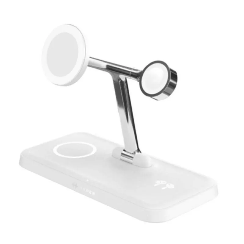 Caricabatterie wireless 4 in 1 Silver Bianco Fast Charge 45W HyperJuice