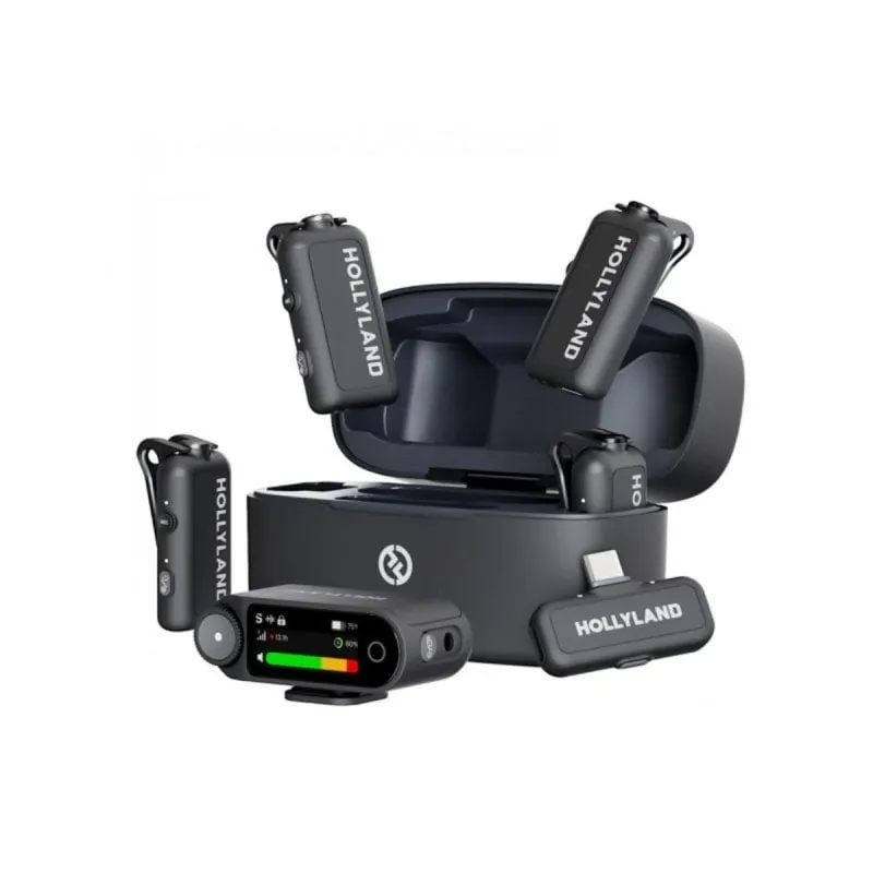 Microfono Hollyland LARK MAX 2 Combo Versatile wireless con 4 Trasmettitori e Doppio Ricevitore