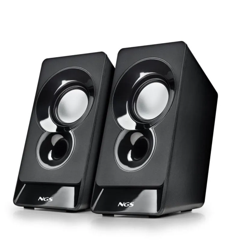 Altoparlanti NGS SB 210 cablati 12W con controllo volume e USB Type-A nero