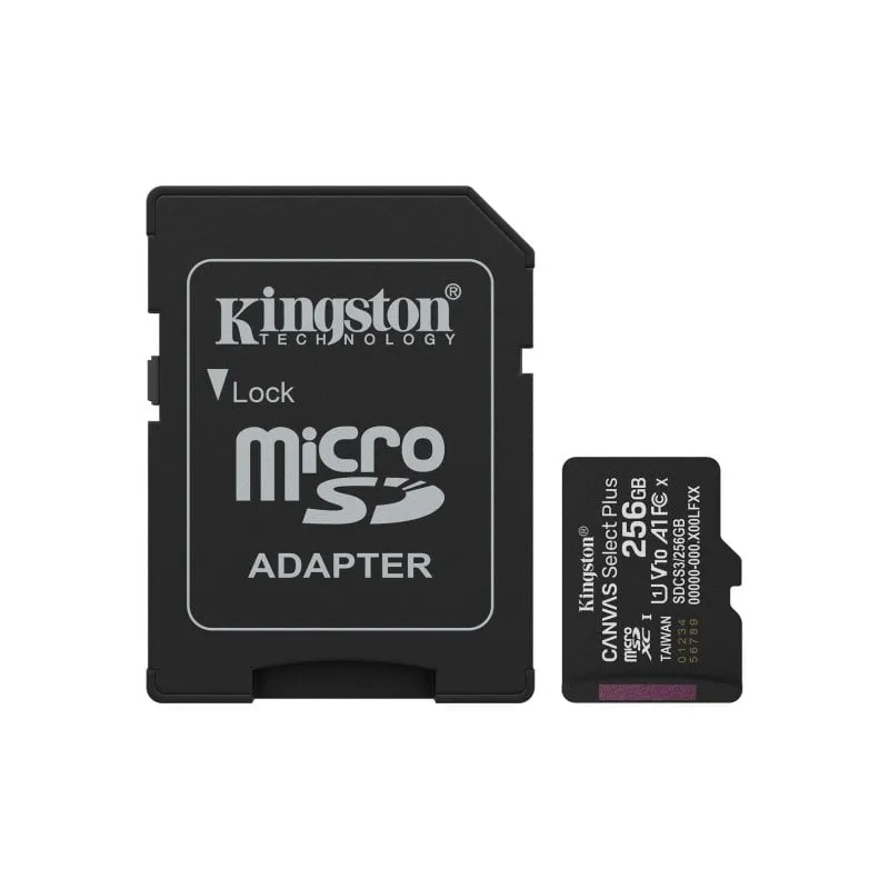 256GB MicroSDXC Classe 10 UHS-I A1 V10 150MB/s Nero con Adattatore SD