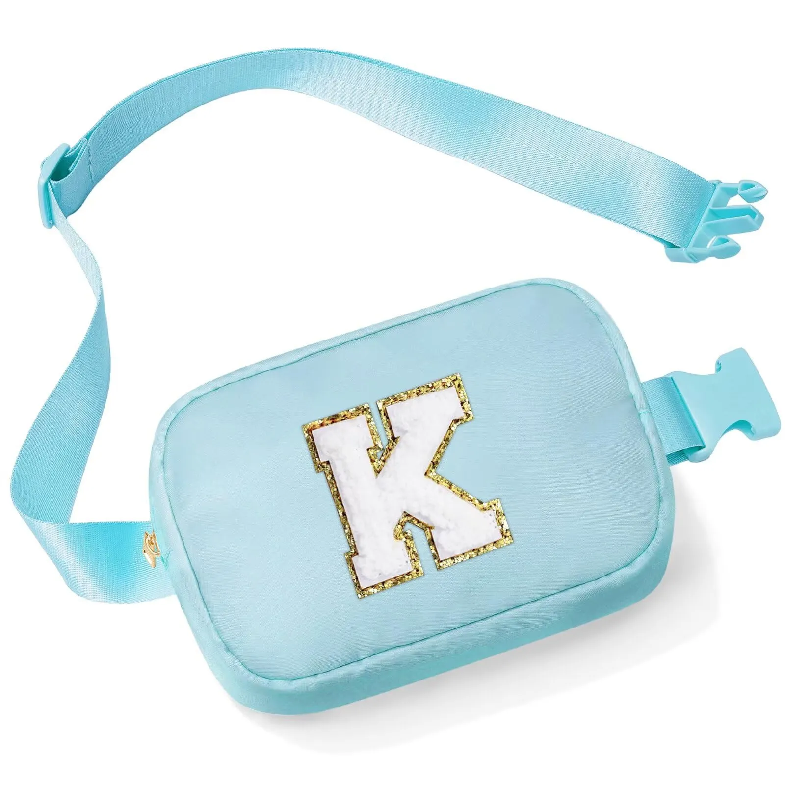 YOOLIFE Marsupio con lettere per bambini e bambine, regalo per ragazze 3 4 5 6 7 8 9 10 11 12 anni, personalizzato per adolescenti regali per donne fidanzate sorelle mamma, Blu, K