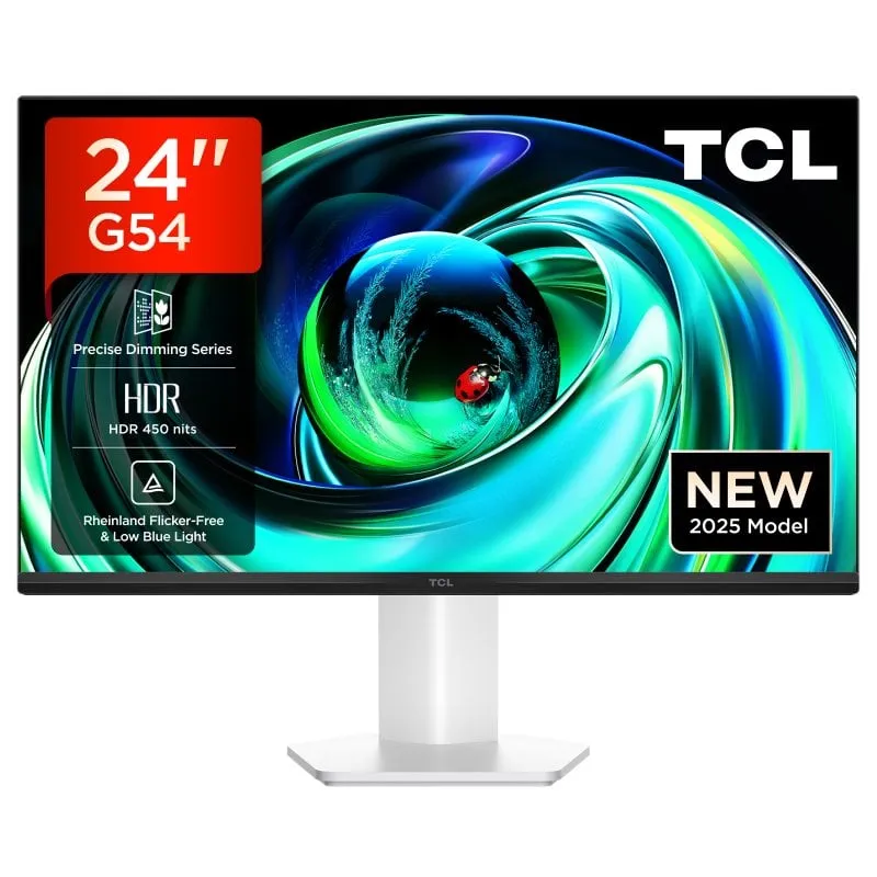 Monitor TCL 24G54 23.8" FullHD 1920x1080 100Hz VA Mini LED Bianco Gaming 5ms
