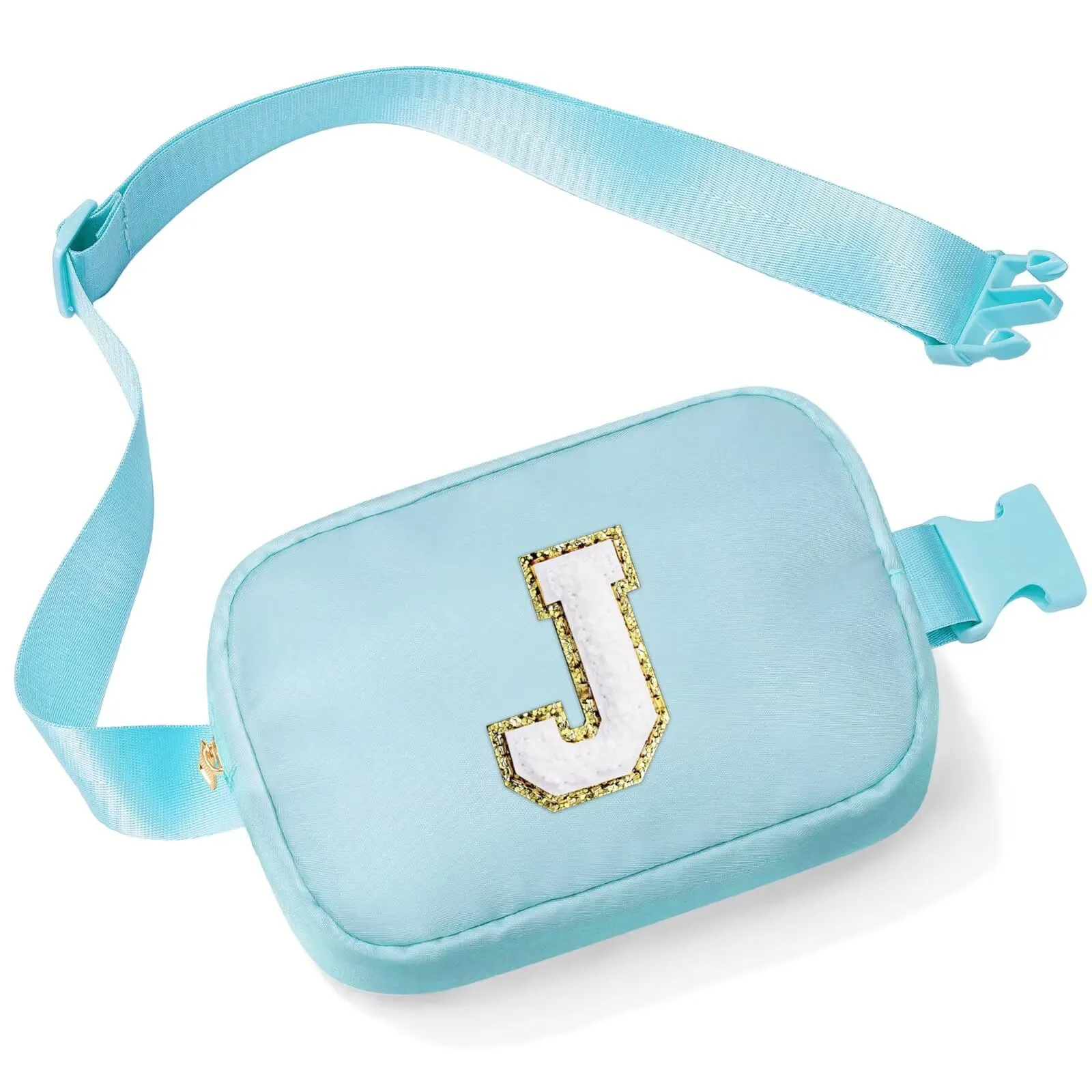 YOOLIFE Marsupio con lettera per bambini e ragazze, regalo per ragazze 3, 4, 5, 6, 7, 8, 9, 10, 11, 12 anni, regalo personalizzato per adolescenti, donne, amiche, sorelle, mamme, Blu, J