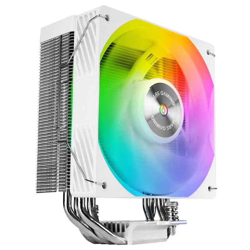 Mars Gaming Mcpu-x4argb Dissipatore di calore per CPU 220w Tdp 4x Heatpipes Hct Pwm Argb Ventola 120mm Bianco