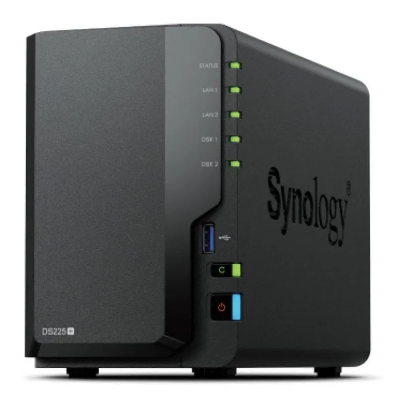 NAS Synology DS225+ 2 Bay Intel Celeron J4125 2GB DDR4 SATA Nero Desktop