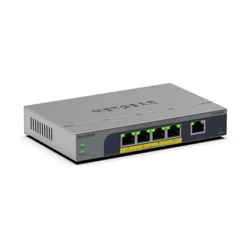 Switch Gigabit 5 Porte Non Gestito con PoE+ e Supporto QoS 2000 MAC Netgear GS105EP