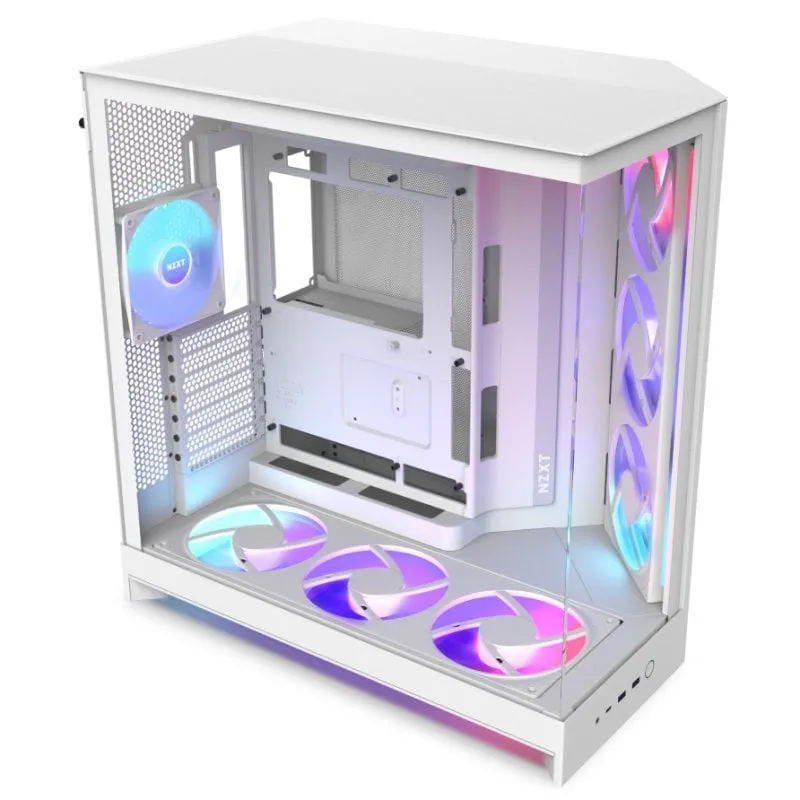 NZXT H9 Flow RGB+ 315 mm Profondità, 506 mm Altezza, Malla e Vetro Temperato Bianco