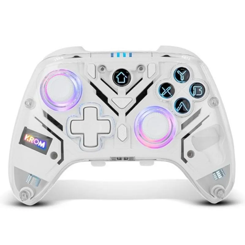 Controller Krom Krystal Wireless Bluetooth v5.0 Trasparente RGB PC Switch Android