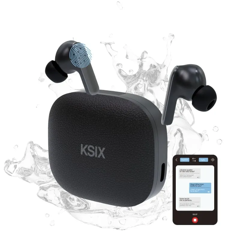 Cuffie wireless Ksix Ultimai, durata della batteria 20+6 ore, intelligenza artificiale integrata, traduzione simultanea, chiamate, assistente vocale, nero
