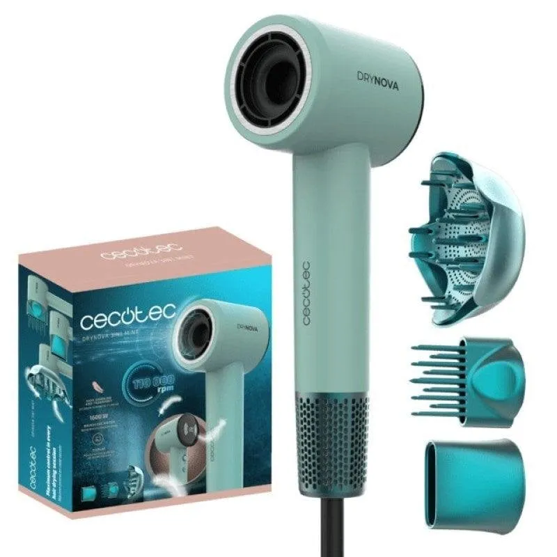 Phon Ionico Cecotec DryNova 3in1 1600W 4 Temperature 2 Velocità Brushless Accessori Mint