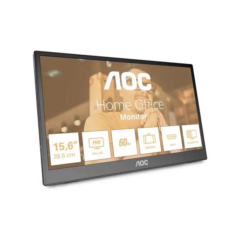 Monitor AOC 15,6" 1920 x 1080 60Hz IPS Autopivot Flicker Free USB-C