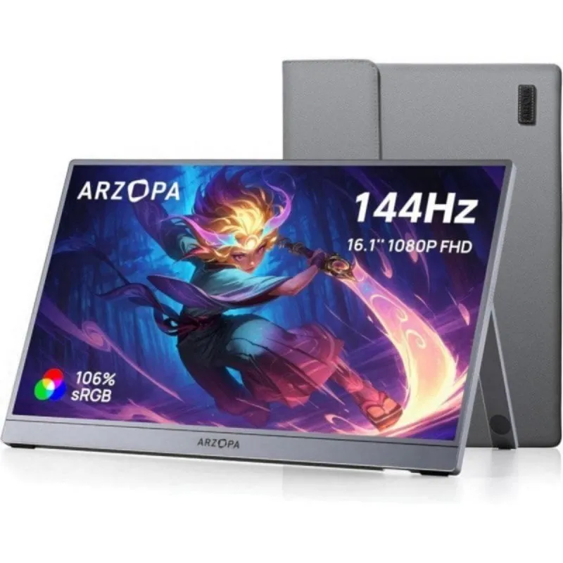 Monitor portatile 16.1" FullHD 144Hz IPS con altoparlanti stereo e USB-C