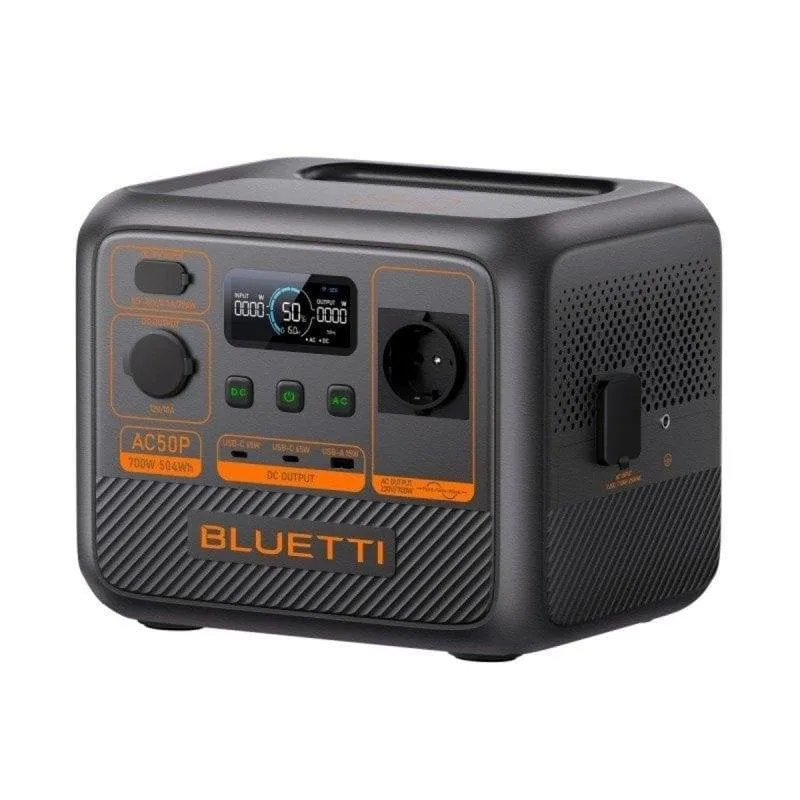 Stazione di energia BLUETTI AC50P 504Wh 1 porta AC 3 porte USB Batteria LiFePO4 Schermo LCD Bluetooth