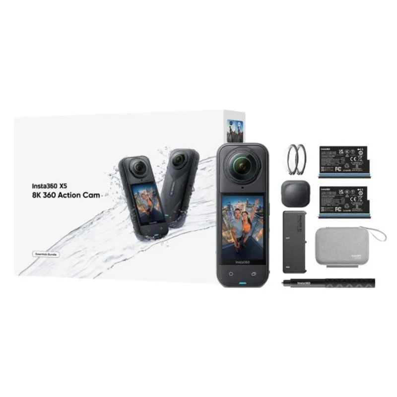 Fotocamera Digitale Compatta Insta360 X5 72 MP Sensore 1/1.28" 8K Ultra HD Stabilizzatore WiFi Bluetooth 2400 mAh