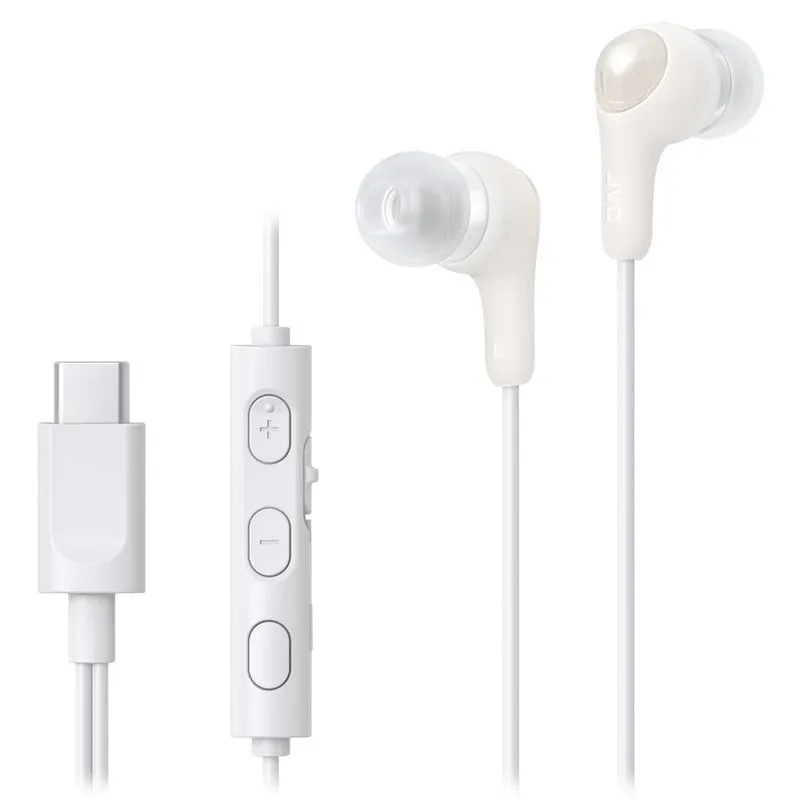Auricolari JVC con cavo USB Type-C microfono in-ear bianchi isolamento rumore