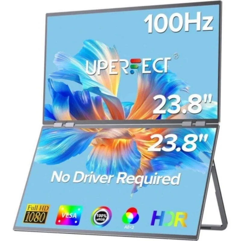 Monitor Uperfect 23,8" Full HD 100Hz IPS Dual Screen USB-C Rotazione 360° VESA