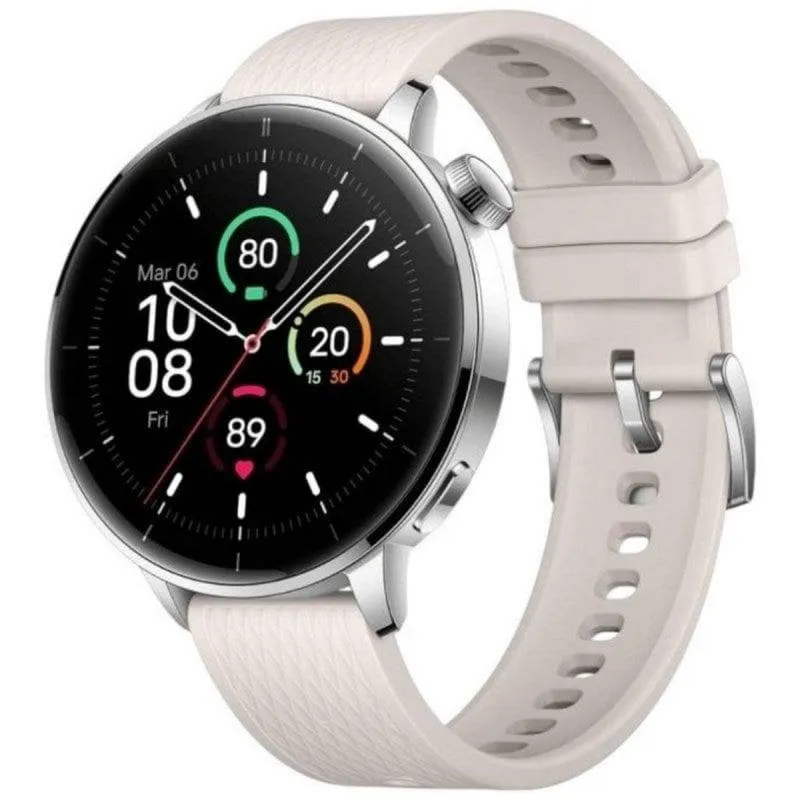 Smartwatch OnePlus Watch 3 GPS NFC 43mm AMOLED Argento con Cinturino Bianco M IP68 SpO2 Cardio
