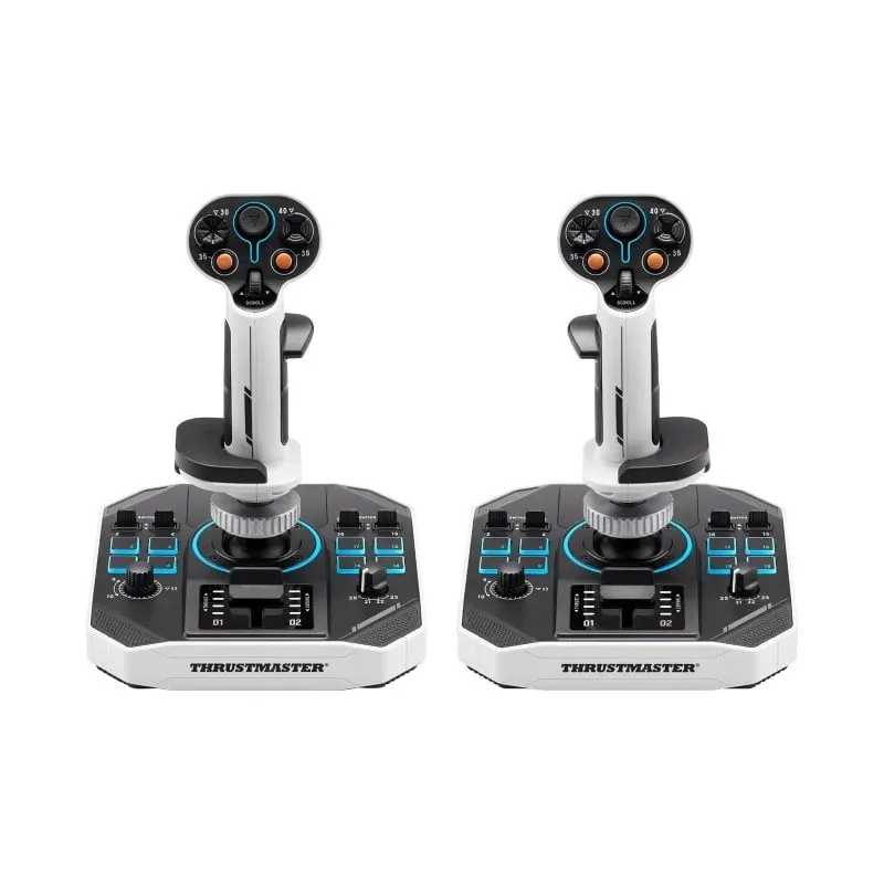 Joystick Thrustmaster Sol-R 2 HOSAS Space Sim Duo PC 88 bottoni 6 assi con LED USB tipo C Nero Bianco