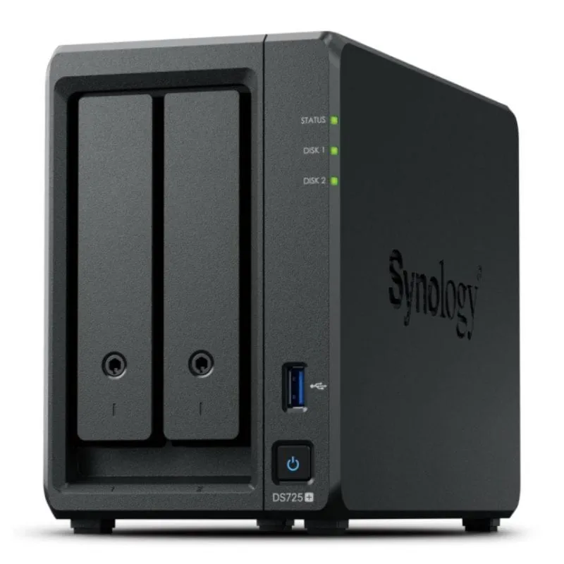 NAS interno Synology DiskStation DS725+ Ryzen Embedded R1600 4GB DDR4 2 bay 2.5GbE espandibile fino a 7 dischi M.2 SATA/NVMe