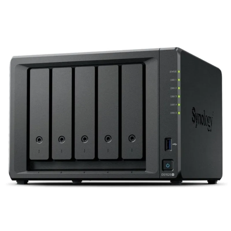 NAS Synology DiskStation DS1525+ Ryzen Embedded V1500B 8GB DDR4 0TB 2.5GbE PCIe 5 Bay Black