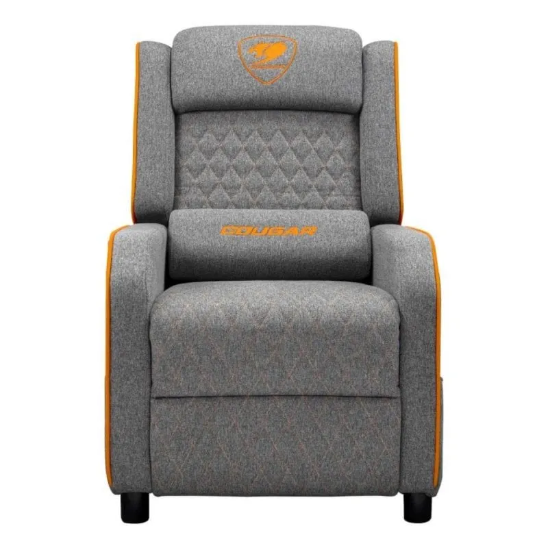 Poltrona gaming COUGAR Ranger One 150 kg acciaio tessuto grigio arancio reclinabile poggiapiedi ergonomica