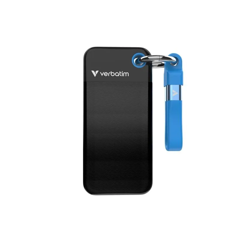 Disco Duro Verbatim 1TB SSD M.2 USB Tipo C 10 Gbit/s Pocket Nero Blu Ignifugo