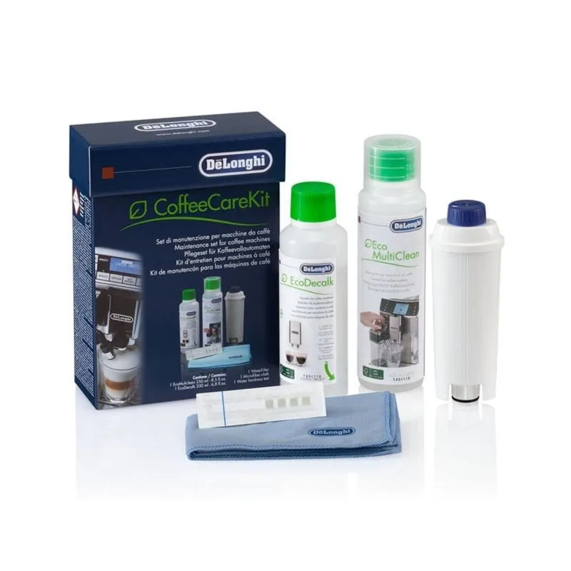 Kit manutenzione DeLonghi DLSC306 filtro acqua EcoDecalk EcoMultiClean panno test durezza